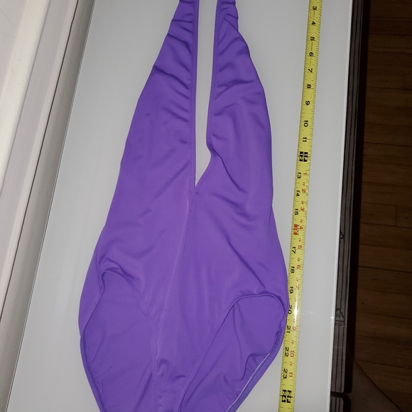 NORMA KAMALI OMO VIOLET PURPLE ๐ ONE PIECE SWIMSUIT MAILLOT PLUNGING NECKLINE - Picture 9 of 16